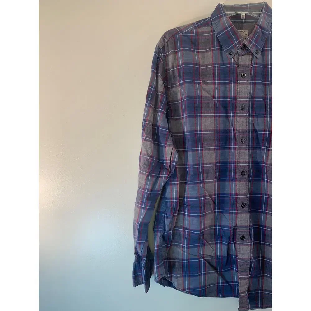 J. CREW Men’s Blue/Red Plaid Quality Woven Tailored Shirt / Size: Large